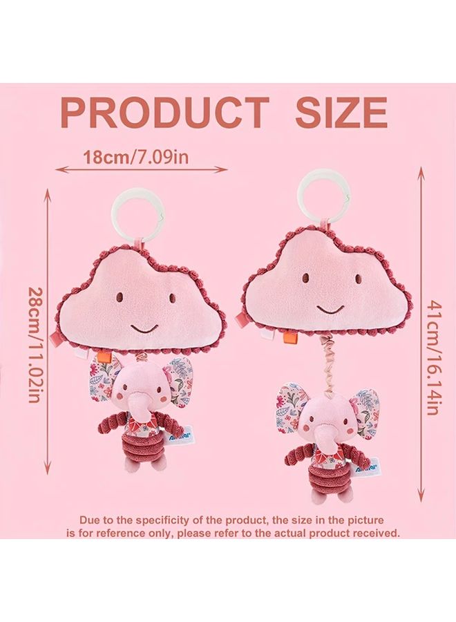 Clouds Musical Stuffed Animal Toy Soft Pink Texture For Babies 0 3 Years Pushchair Stroller Car Seat Gift - Image 3
